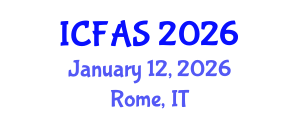 International Conference on Fisheries and Aquatic Sciences (ICFAS) January 12, 2026 - Rome, Italy International Conference on Fisheries and Aquatic Sciences (ICFAS) January 12, 2026 - Rome, Italy