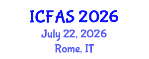 International Conference on Fisheries and Aquatic Sciences (ICFAS) July 22, 2026 - Rome, Italy International Conference on Fisheries and Aquatic Sciences (ICFAS) July 22, 2026 - Rome, Italy