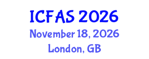 International Conference on Fisheries and Aquatic Sciences (ICFAS) November 18, 2026 - London, United Kingdom International Conference on Fisheries and Aquatic Sciences (ICFAS) November 18, 2026 - London, United Kingdom