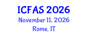 International Conference on Fisheries and Aquatic Sciences (ICFAS) November 11, 2026 - Rome, Italy International Conference on Fisheries and Aquatic Sciences (ICFAS) November 11, 2026 - Rome, Italy