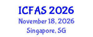International Conference on Fisheries and Aquatic Sciences (ICFAS) November 18, 2026 - Singapore, Singapore International Conference on Fisheries and Aquatic Sciences (ICFAS) November 18, 2026 - Singapore, Singapore