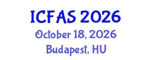 International Conference on Fisheries and Aquatic Sciences (ICFAS) October 18, 2026 - Budapest, Hungary International Conference on Fisheries and Aquatic Sciences (ICFAS) October 18, 2026 - Budapest, Hungary