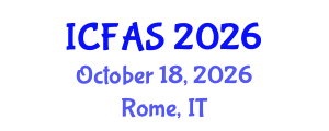 International Conference on Fisheries and Aquatic Sciences (ICFAS) October 18, 2026 - Rome, Italy International Conference on Fisheries and Aquatic Sciences (ICFAS) October 18, 2026 - Rome, Italy