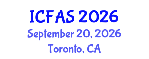 International Conference on Fisheries and Aquatic Sciences (ICFAS) September 20, 2026 - Toronto, Canada International Conference on Fisheries and Aquatic Sciences (ICFAS) September 20, 2026 - Toronto, Canada