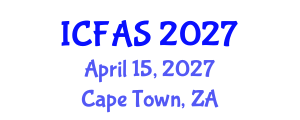International Conference on Fisheries and Aquatic Sciences (ICFAS) April 15, 2027 - Cape Town, South Africa International Conference on Fisheries and Aquatic Sciences (ICFAS) April 15, 2027 - Cape Town, South Africa