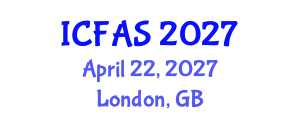 International Conference on Fisheries and Aquatic Sciences (ICFAS) April 22, 2027 - London, United Kingdom International Conference on Fisheries and Aquatic Sciences (ICFAS) April 22, 2027 - London, United Kingdom
