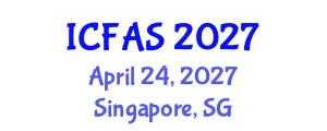International Conference on Fisheries and Aquatic Sciences (ICFAS) April 24, 2027 - Singapore, Singapore International Conference on Fisheries and Aquatic Sciences (ICFAS) April 24, 2027 - Singapore, Singapore