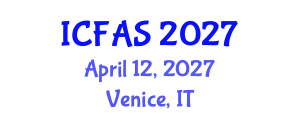 International Conference on Fisheries and Aquatic Sciences (ICFAS) April 12, 2027 - Venice, Italy International Conference on Fisheries and Aquatic Sciences (ICFAS) April 12, 2027 - Venice, Italy