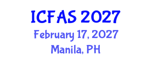 International Conference on Fisheries and Aquatic Sciences (ICFAS) February 17, 2027 - Manila, Philippines International Conference on Fisheries and Aquatic Sciences (ICFAS) February 17, 2027 - Manila, Philippines