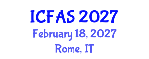 International Conference on Fisheries and Aquatic Sciences (ICFAS) February 18, 2027 - Rome, Italy International Conference on Fisheries and Aquatic Sciences (ICFAS) February 18, 2027 - Rome, Italy