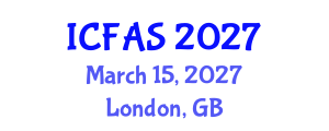 International Conference on Fisheries and Aquatic Sciences (ICFAS) March 15, 2027 - London, United Kingdom International Conference on Fisheries and Aquatic Sciences (ICFAS) March 15, 2027 - London, United Kingdom