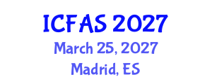 International Conference on Fisheries and Aquatic Sciences (ICFAS) March 25, 2027 - Madrid, Spain International Conference on Fisheries and Aquatic Sciences (ICFAS) March 25, 2027 - Madrid, Spain