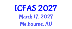 International Conference on Fisheries and Aquatic Sciences (ICFAS) March 17, 2027 - Melbourne, Australia International Conference on Fisheries and Aquatic Sciences (ICFAS) March 17, 2027 - Melbourne, Australia