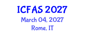 International Conference on Fisheries and Aquatic Sciences (ICFAS) March 04, 2027 - Rome, Italy International Conference on Fisheries and Aquatic Sciences (ICFAS) March 04, 2027 - Rome, Italy