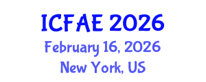 International Conference on Fisheries, Aquaculture and Environment (ICFAE) February 16, 2026 - New York, United States International Conference on Fisheries, Aquaculture and Environment (ICFAE) February 16, 2026 - New York, United States