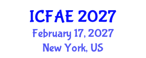 International Conference on Fisheries, Aquaculture and Environment (ICFAE) February 17, 2027 - New York, United States International Conference on Fisheries, Aquaculture and Environment (ICFAE) February 17, 2027 - New York, United States