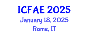 International Conference on Food and Agricultural Engineering (ICFAE) January 18, 2025 - Rome, Italy
