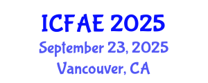 International Conference on Food and Agricultural Engineering (ICFAE) September 23, 2025 - Vancouver, Canada