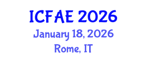 International Conference on Food and Agricultural Engineering (ICFAE) January 18, 2026 - Rome, Italy