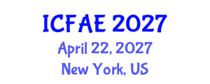 International Conference on Food and Agricultural Engineering (ICFAE) April 22, 2027 - New York, United States International Conference on Food and Agricultural Engineering (ICFAE) April 22, 2027 - New York, United States
