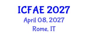 International Conference on Food and Agricultural Engineering (ICFAE) April 08, 2027 - Rome, Italy International Conference on Food and Agricultural Engineering (ICFAE) April 08, 2027 - Rome, Italy