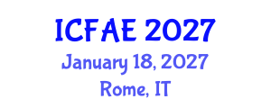 International Conference on Food and Agricultural Engineering (ICFAE) January 18, 2027 - Rome, Italy International Conference on Food and Agricultural Engineering (ICFAE) January 18, 2027 - Rome, Italy