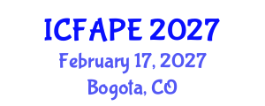 International Conference on Food and Agricultural Process Engineering (ICFAPE) February 17, 2027 - Bogota, Colombia International Conference on Food and Agricultural Process Engineering (ICFAPE) February 17, 2027 - Bogota, Colombia