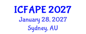 International Conference on Food and Agricultural Process Engineering (ICFAPE) January 28, 2027 - Sydney, Australia International Conference on Food and Agricultural Process Engineering (ICFAPE) January 28, 2027 - Sydney, Australia