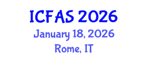 International Conference on Food and Agricultural Sciences (ICFAS) January 18, 2026 - Rome, Italy