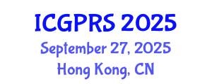 International Conference on Geomatics, Photogrammetry and Remote Sensing (ICGPRS) September 27, 2025 - Hong Kong, China