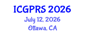 International Conference on Geomatics, Photogrammetry and Remote Sensing (ICGPRS) July 12, 2026 - Ottawa, Canada