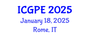 International Conference on Geosciences and Petroleum Engineering (ICGPE) January 18, 2025 - Rome, Italy
