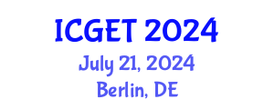 International Conference on Green Energy Technologies (ICGET) July 21, 2024 - Berlin, Germany