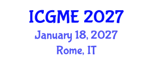 International Conference on Green Manufacturing Engineering (ICGME) January 18, 2027 - Rome, Italy International Conference on Green Manufacturing Engineering (ICGME) January 18, 2027 - Rome, Italy