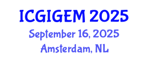 International Conference on Groundwater Investigations, Groundwater Exploitation and Management (ICGIGEM) September 16, 2025 - Amsterdam, Netherlands