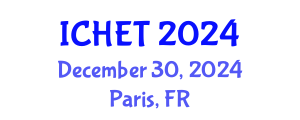 International Conference on Hydrogen Energy and Technologies (ICHET) December 30, 2024 - Paris, France