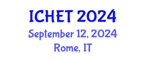 International Conference on Hydrogen Energy and Technologies (ICHET) September 12, 2024 - Rome, Italy