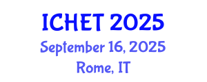 International Conference on Hydrogen Energy and Technologies (ICHET) September 16, 2025 - Rome, Italy