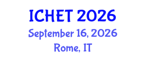 International Conference on Hydrogen Energy and Technologies (ICHET) September 16, 2026 - Rome, Italy