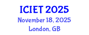 International Conference on Imaging Engineering and Technology (ICIET) November 18, 2025 - London, United Kingdom