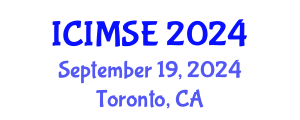 International Conference on Industrial and Manufacturing Systems Engineering (ICIMSE) September 19, 2024 - Toronto, Canada