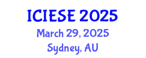 International Conference on Industrial Electronics and Systems Engineering (ICIESE) March 29, 2025 - Sydney, Australia