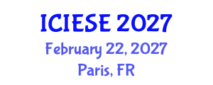 International Conference on Industrial Electronics and Systems Engineering (ICIESE) February 22, 2027 - Paris, France International Conference on Industrial Electronics and Systems Engineering (ICIESE) February 22, 2027 - Paris, France