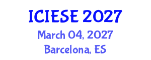 International Conference on Industrial Electronics and Systems Engineering (ICIESE) March 04, 2027 - Barcelona, Spain International Conference on Industrial Electronics and Systems Engineering (ICIESE) March 04, 2027 - Barcelona, Spain