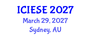 International Conference on Industrial Electronics and Systems Engineering (ICIESE) March 29, 2027 - Sydney, Australia International Conference on Industrial Electronics and Systems Engineering (ICIESE) March 29, 2027 - Sydney, Australia