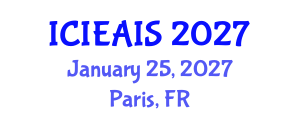 International Conference on Industrial, Engineering and Applied Intelligent Systems (ICIEAIS) January 25, 2027 - Paris, France International Conference on Industrial, Engineering and Applied Intelligent Systems (ICIEAIS) January 25, 2027 - Paris, France
