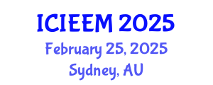 International Conference on Industrial Engineering and Engineering Management (ICIEEM) February 25, 2025 - Sydney, Australia