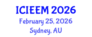 International Conference on Industrial Engineering and Engineering Management (ICIEEM) February 25, 2026 - Sydney, Australia