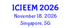 International Conference on Industrial Engineering and Engineering Management (ICIEEM) November 18, 2026 - Singapore, Singapore