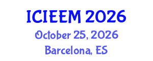 International Conference on Industrial Engineering and Engineering Management (ICIEEM) October 25, 2026 - Barcelona, Spain